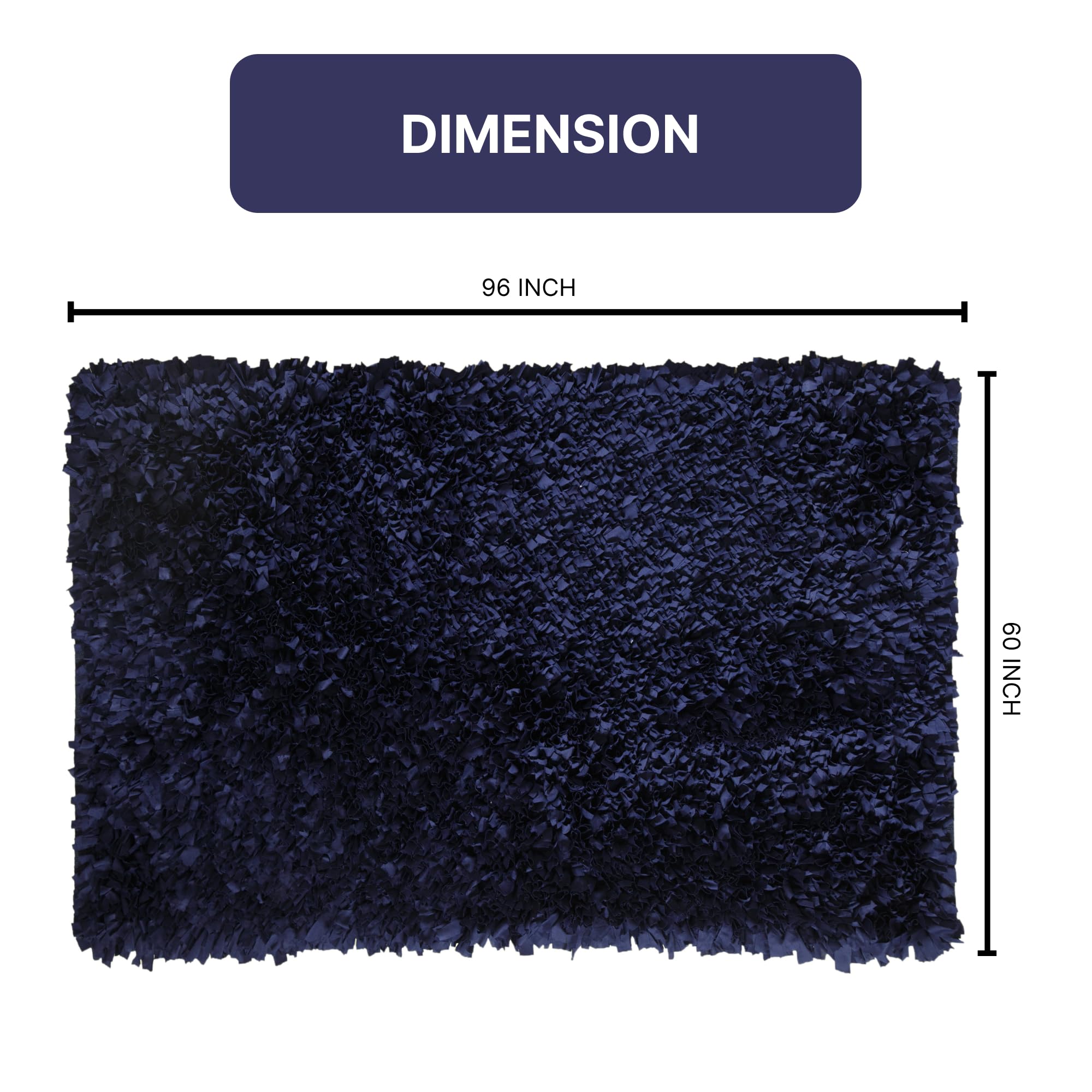 Premium Soft Jersey Shaggy Rug 5' x 8' Navy Blue - Machine Washable Non-Slip Living Room Carpet | Foldable Indoor Floor Mat for Home Decor, Bedroom & Cozy Spaces