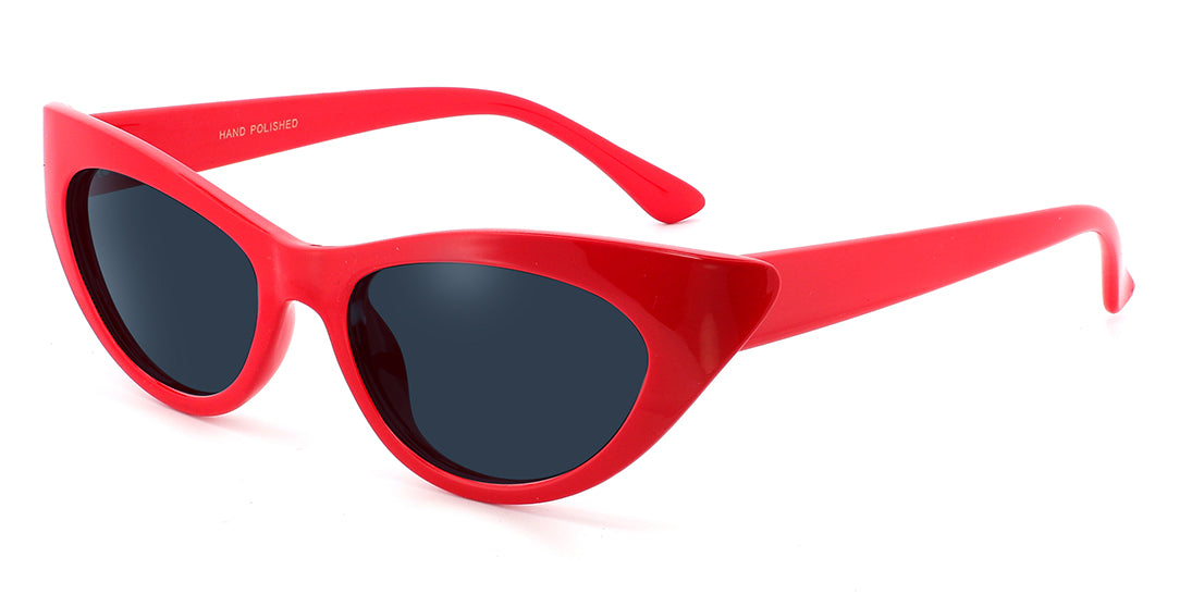 Stylish Acetate Cat Eye Sunglasses P6327 - Red Frame UV Protection for Women - Perfect for Beach, Driving & Outdoor Activities