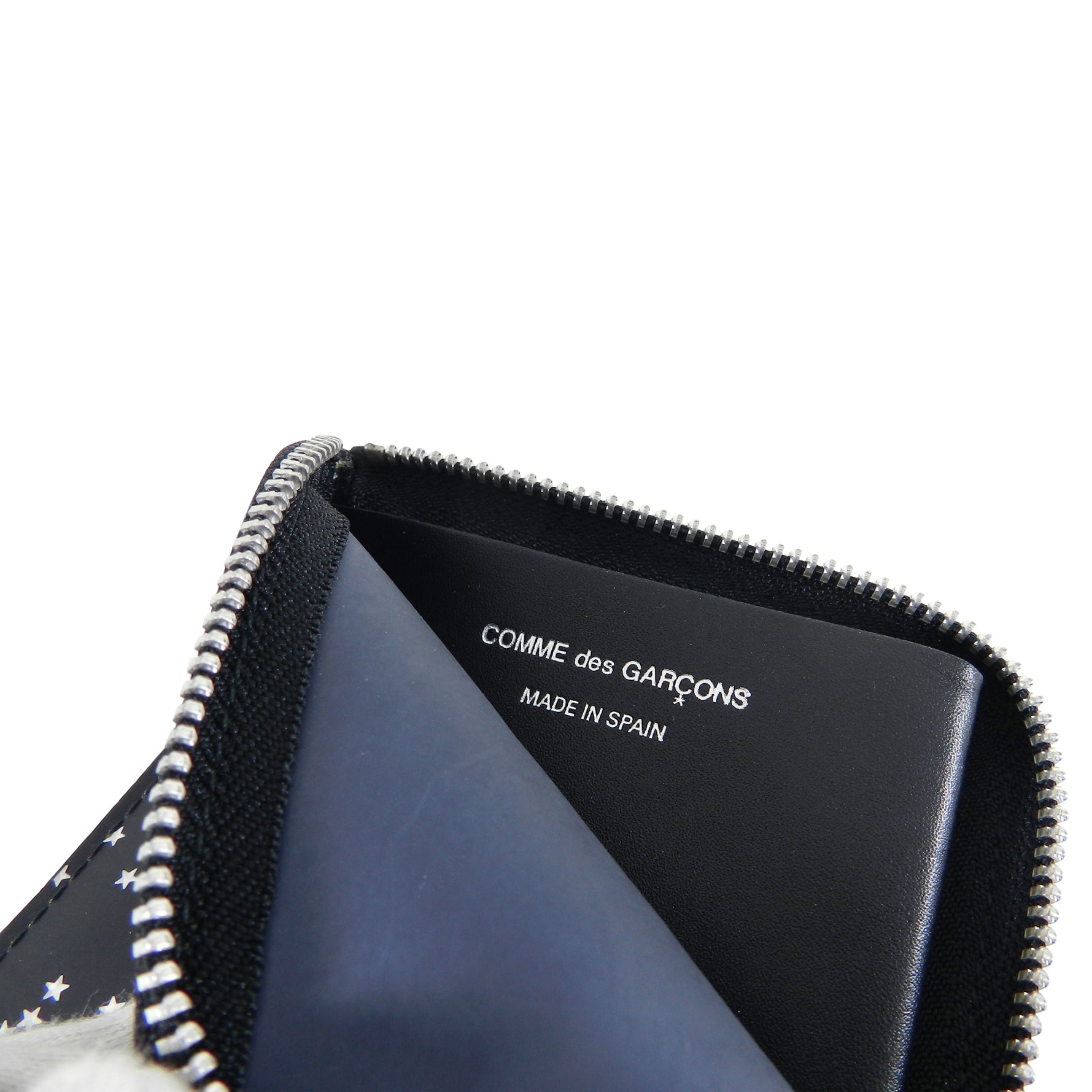 Comme des Garcons Blue Stars Zip Around Wallet - Stylish & Compact Card Holder for Men & Women - Perfect for Everyday Use, Travel & Gifts