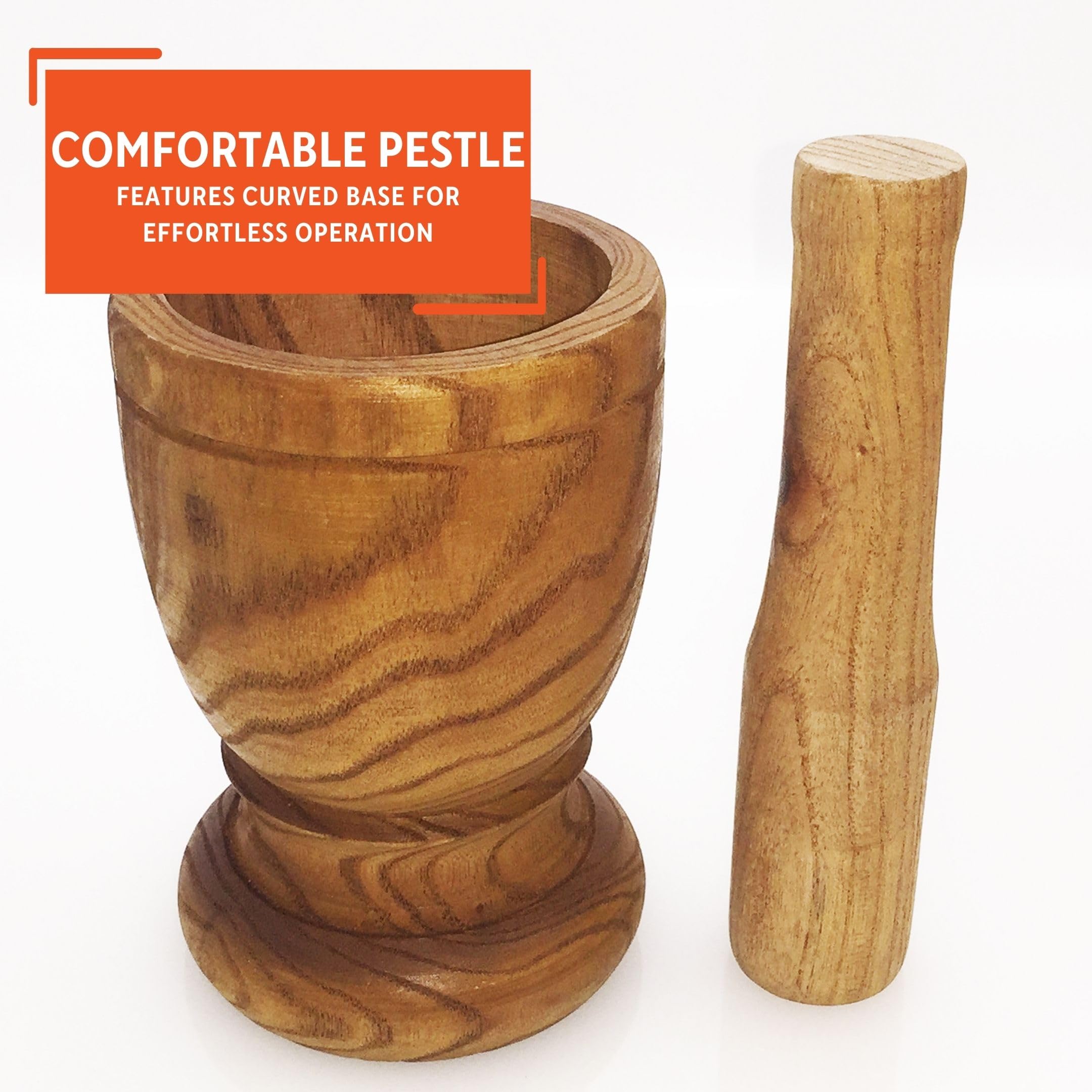 IMUSA USA Small Wood Mortar and Pestle Set for Grinding Spices, Herbs & Pesto - Perfect for Kitchen, Cooking & DIY Herbal Remedies