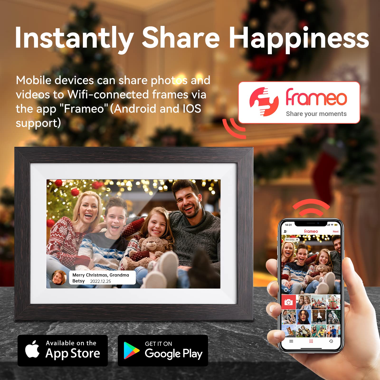 10.1 Inch WiFi Digital Photo Frame - 1280x800 IPS Touch Screen, Auto Play, Wall Mountable, Share Photos & Videos Remotely via Frameo App | Perfect Gift for Family, Home & Office Decor