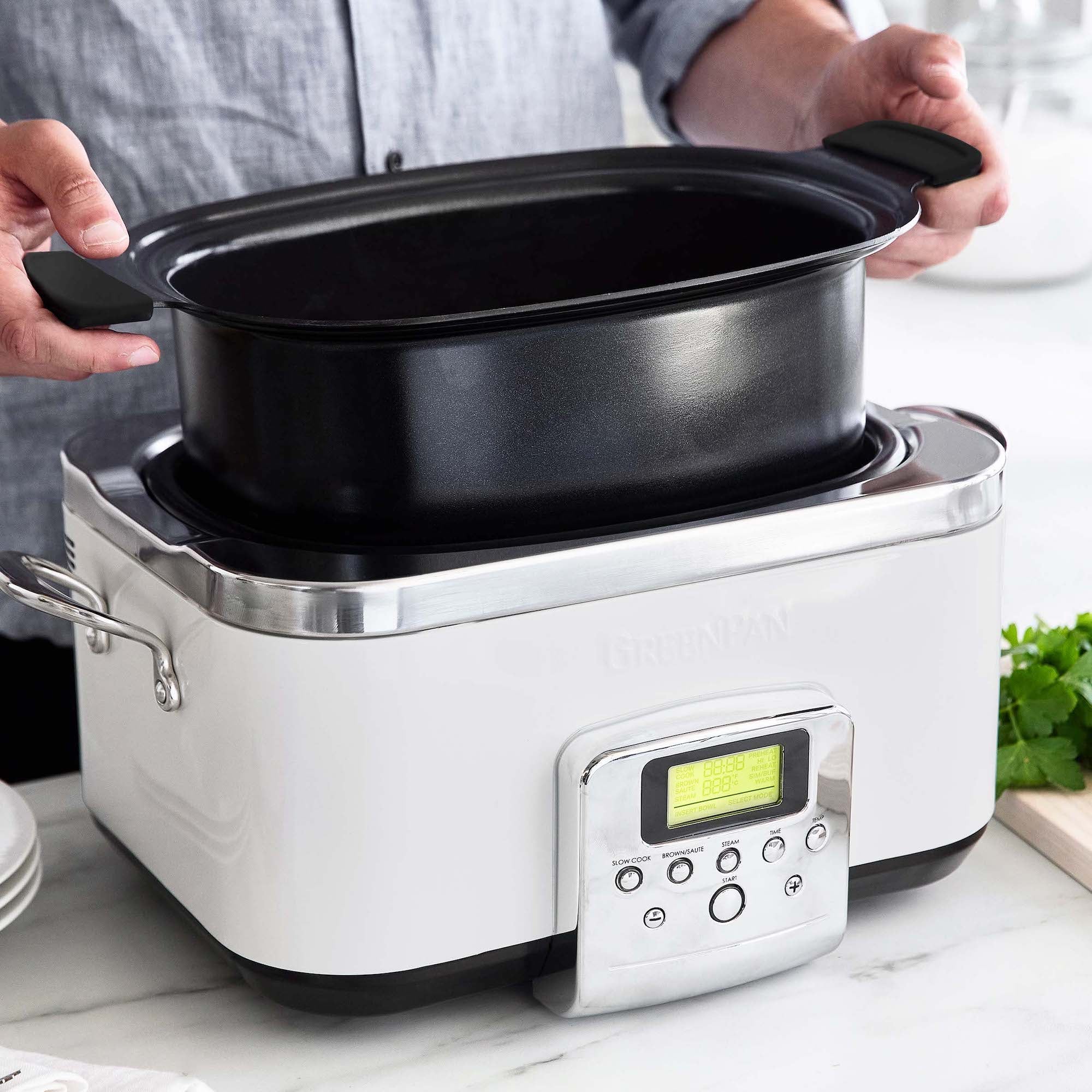 Elite 6 Quart Slow Cooker with Digital Timer - Cloud Cream Color | Perfect for Family Dinners, Potlucks & Meal Prep
