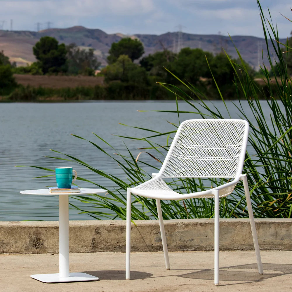 Como Steel Outdoor Armless Stackable Dining Chairs - Set of 4 | Patio, Garden, Poolside & Restaurant Seating | Weather-Resistant Metal Dining Chairs for Outdoor Use