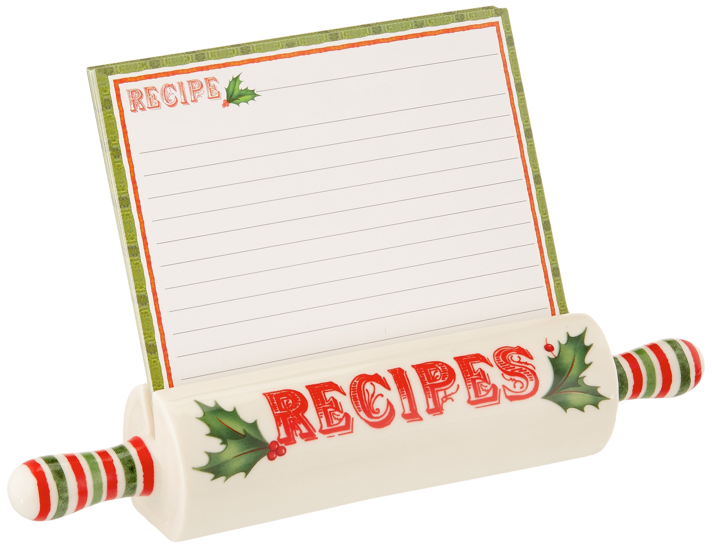 Lenox Home for The Holidays Recipe Holder with 10 Recipe Cards - Ivory Ceramic Stand for Christmas Cooking & Baking - Perfect Holiday Kitchen Decor & Gift Idea