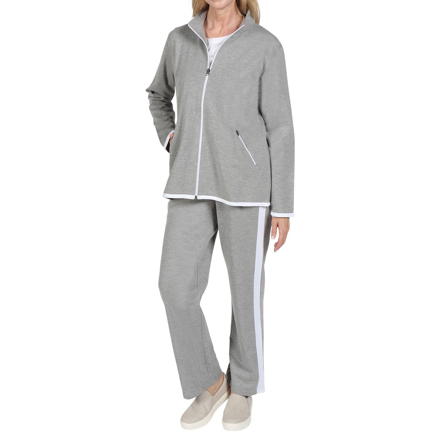 CATALOG CLASSICS Women's 2-Piece Sweatsuit Set - Comfortable Jogger Pants & Matching Top for Casual Wear, Lounge, Yoga & Running