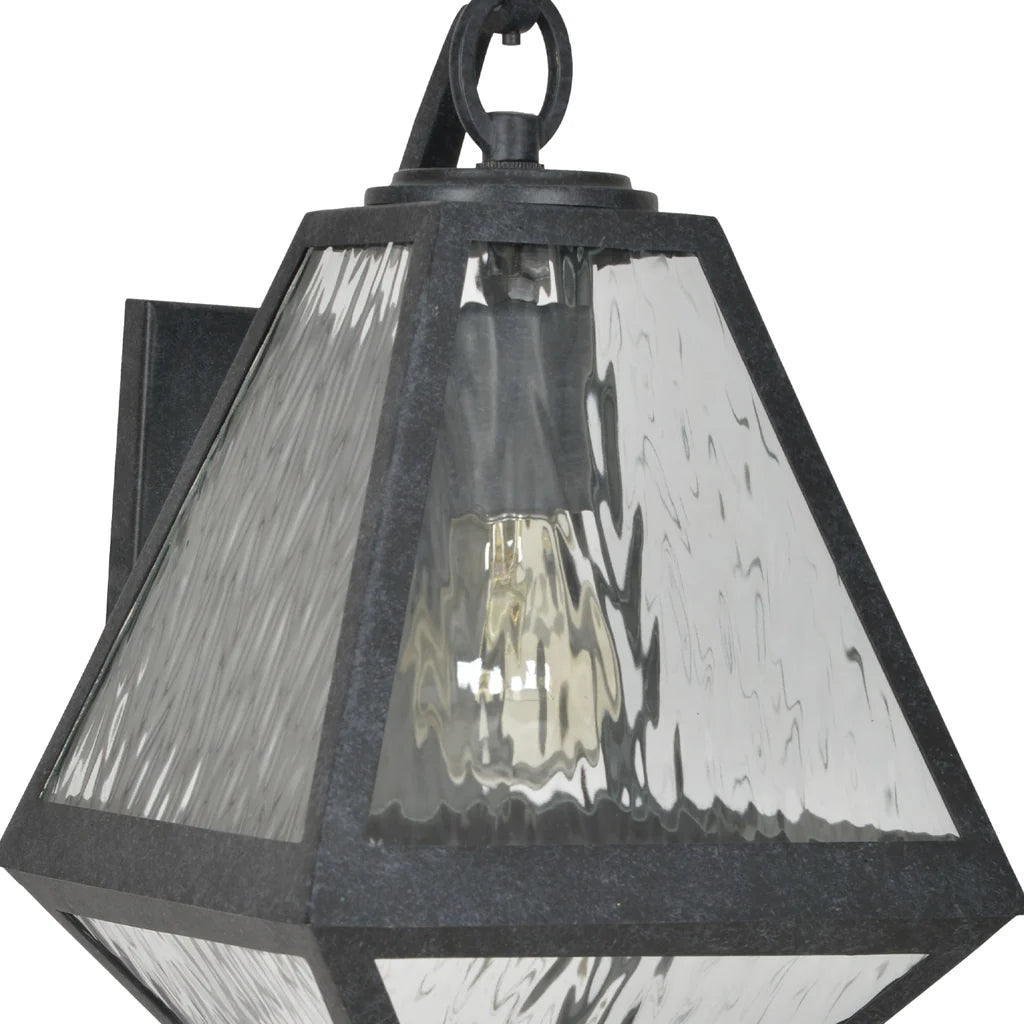 Brian Patrick Flynn Glacier 1 Light Outdoor Wall Sconce - 8x12.75 Inch Stainless Steel Water Glass Fixture with Black Charcoal Finish - 120V E26 Medium Base LED Compatible - Perfect for Patio, Garden, Porch, Entryway & Exterior Wall Lighting