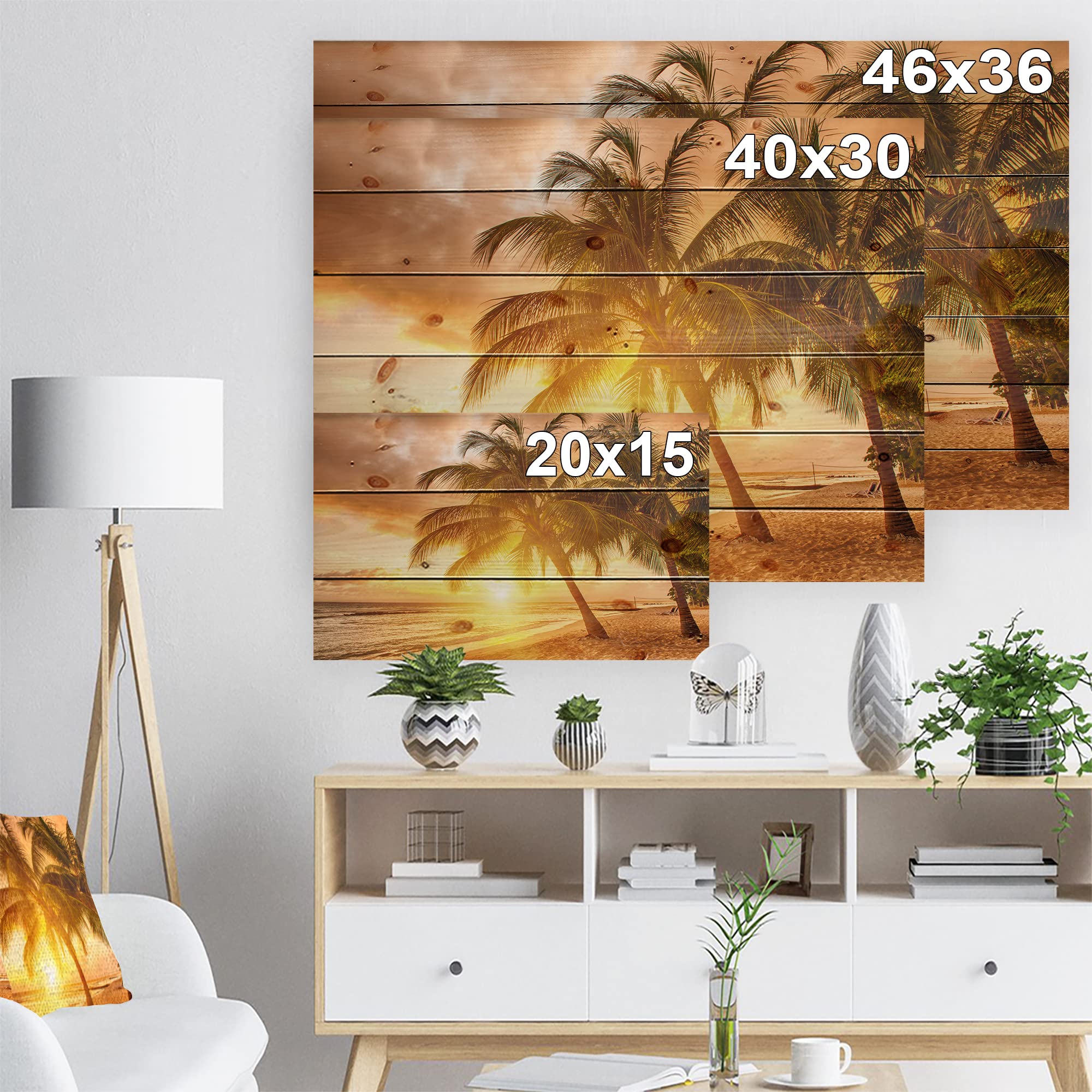 Bright Sunset Barbados Wood Wall Art - Coastal Decor for Beach House