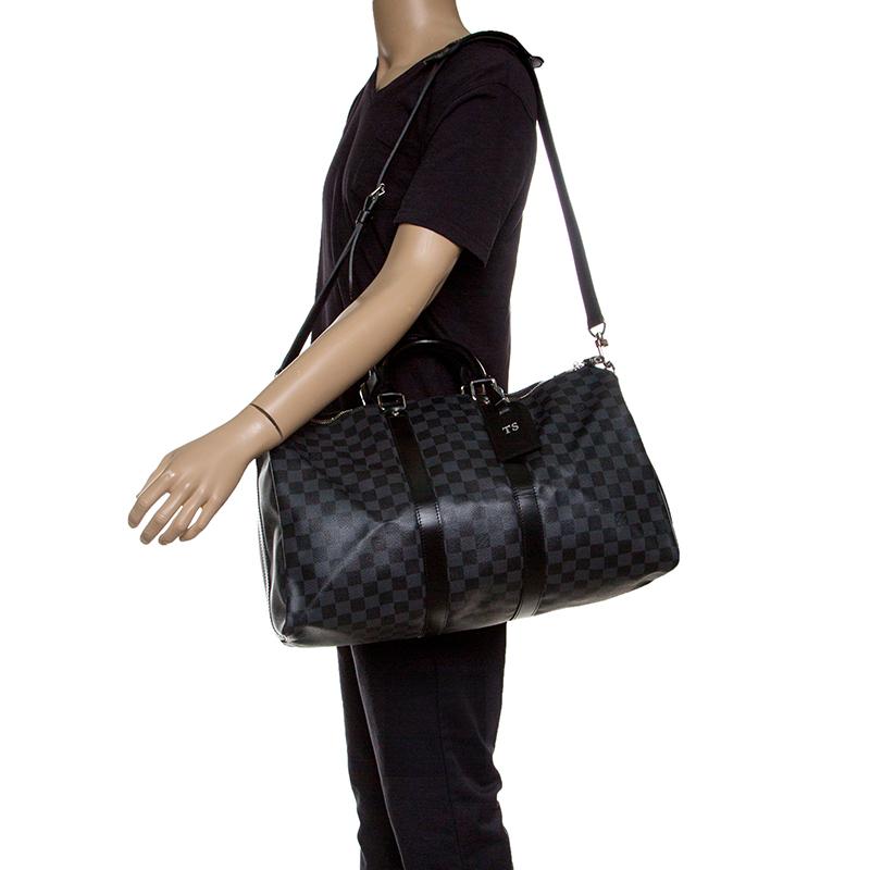 LV Keepall Bandouliere 45 Travel Duffle Bag - Damier Graphite Canvas Carry-On Luggage for Men | Perfect for Weekend Getaways & Business Trips