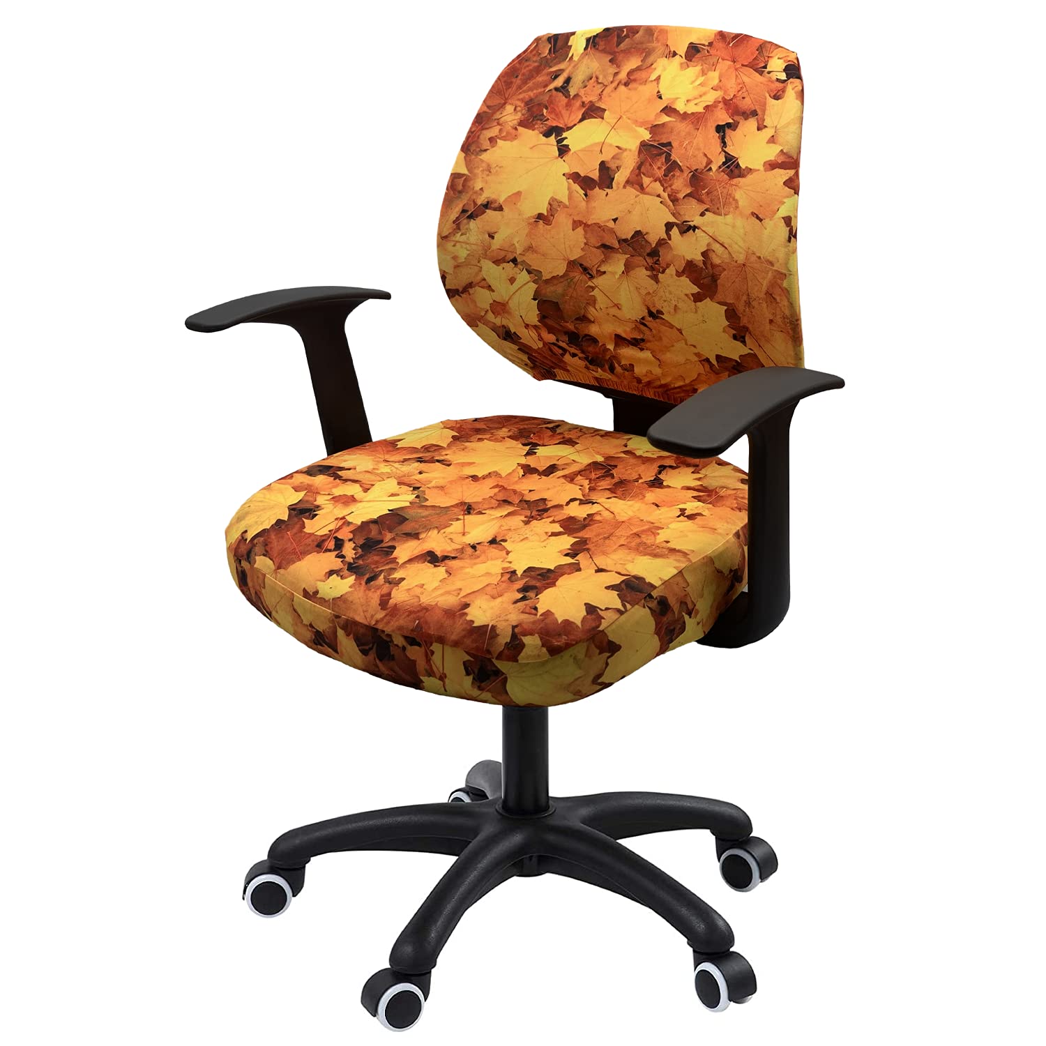 Stretchable Office Chair Cover 2-Piece Set - Waterproof Computer Desk Chair Seat Protector Slipcover for Home & Office Use