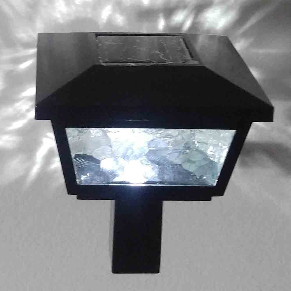 Solar Powered Post Cap Light - 2 SMD LED Wall or Post Mount for 5x5, 4x4, 6x6 Wooden Posts (Black) - Outdoor Garden, Patio, Deck, Pathway Lighting Solution