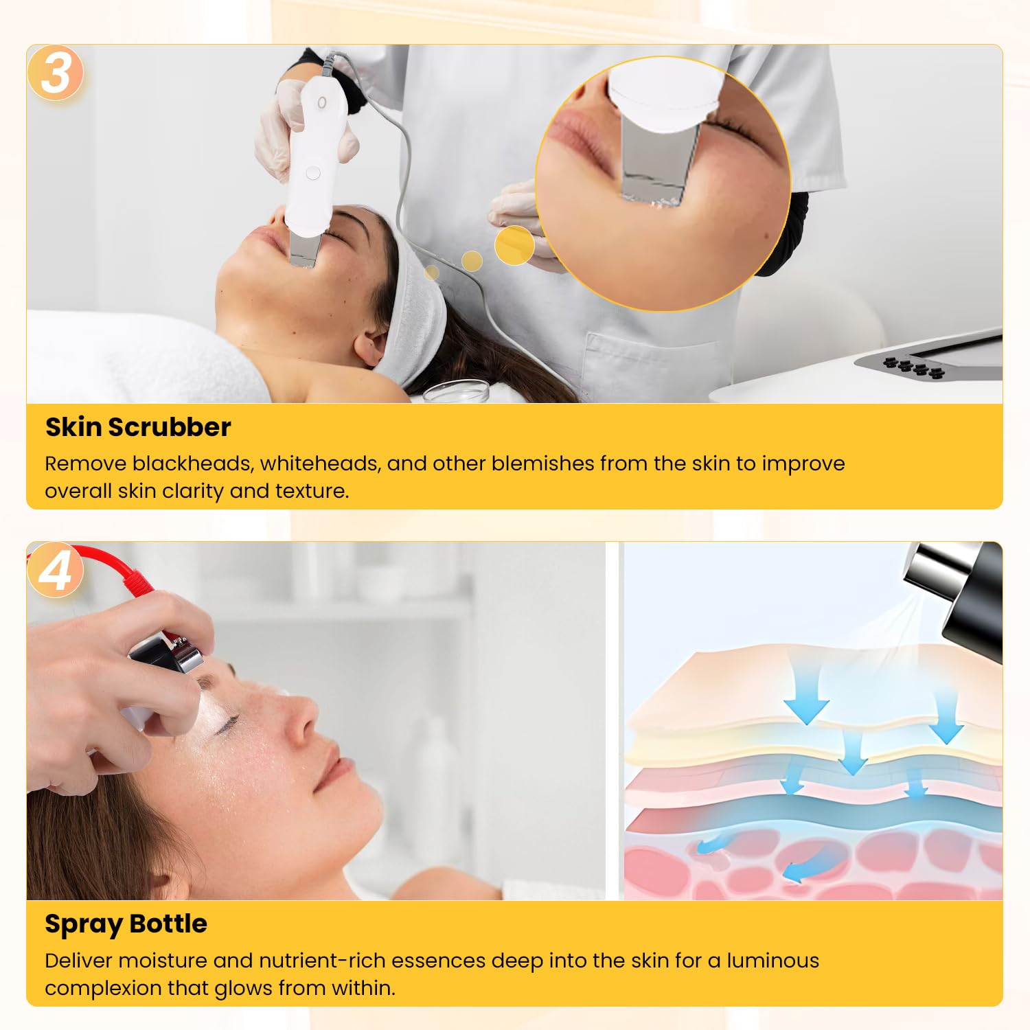 Professional 4-in-1 Diamond Microdermabrasion Machine with Skin Scrubber - At-Home & Salon Facial Exfoliation Device for Glowing Skin - Perfect for Anti-Aging, Blackhead Removal & Skin Rejuvenation
