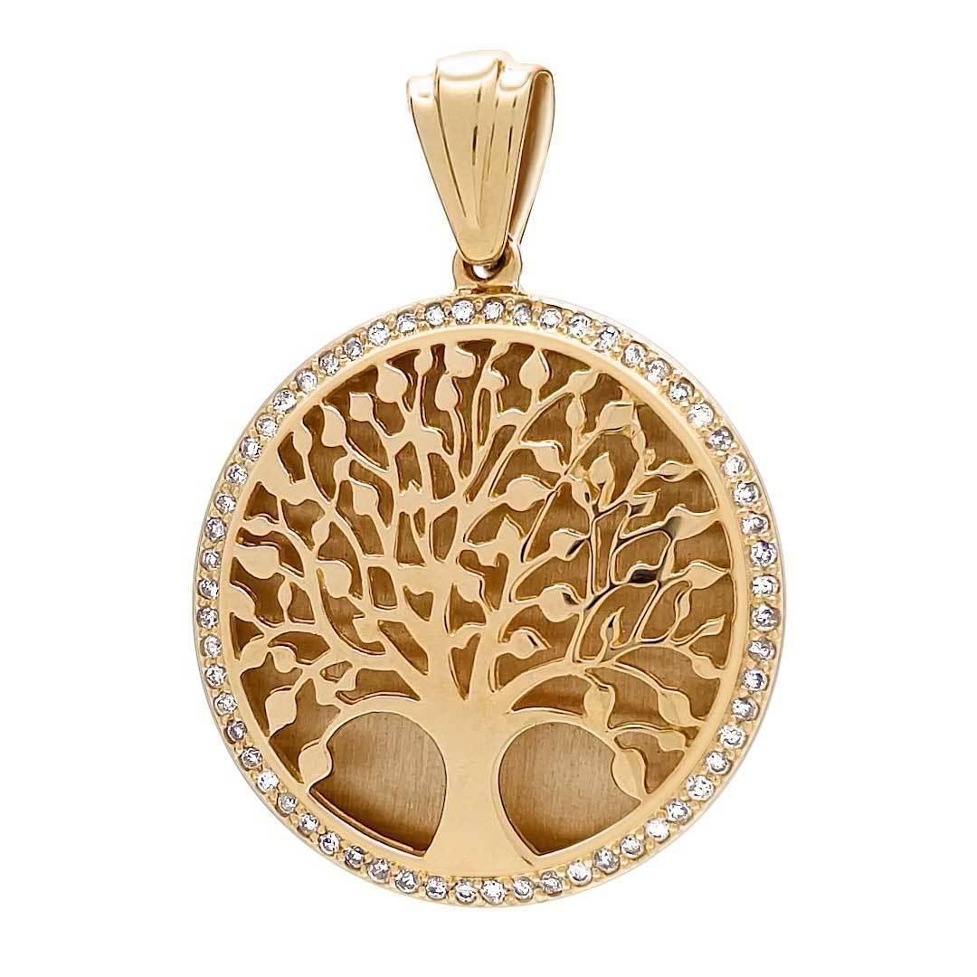 14K Yellow Gold Tree of Life Diamond Pendant Necklace - Handmade Jewelry from Jerusalem - Perfect for Women's Gifts, Anniversaries & Spiritual Occasions