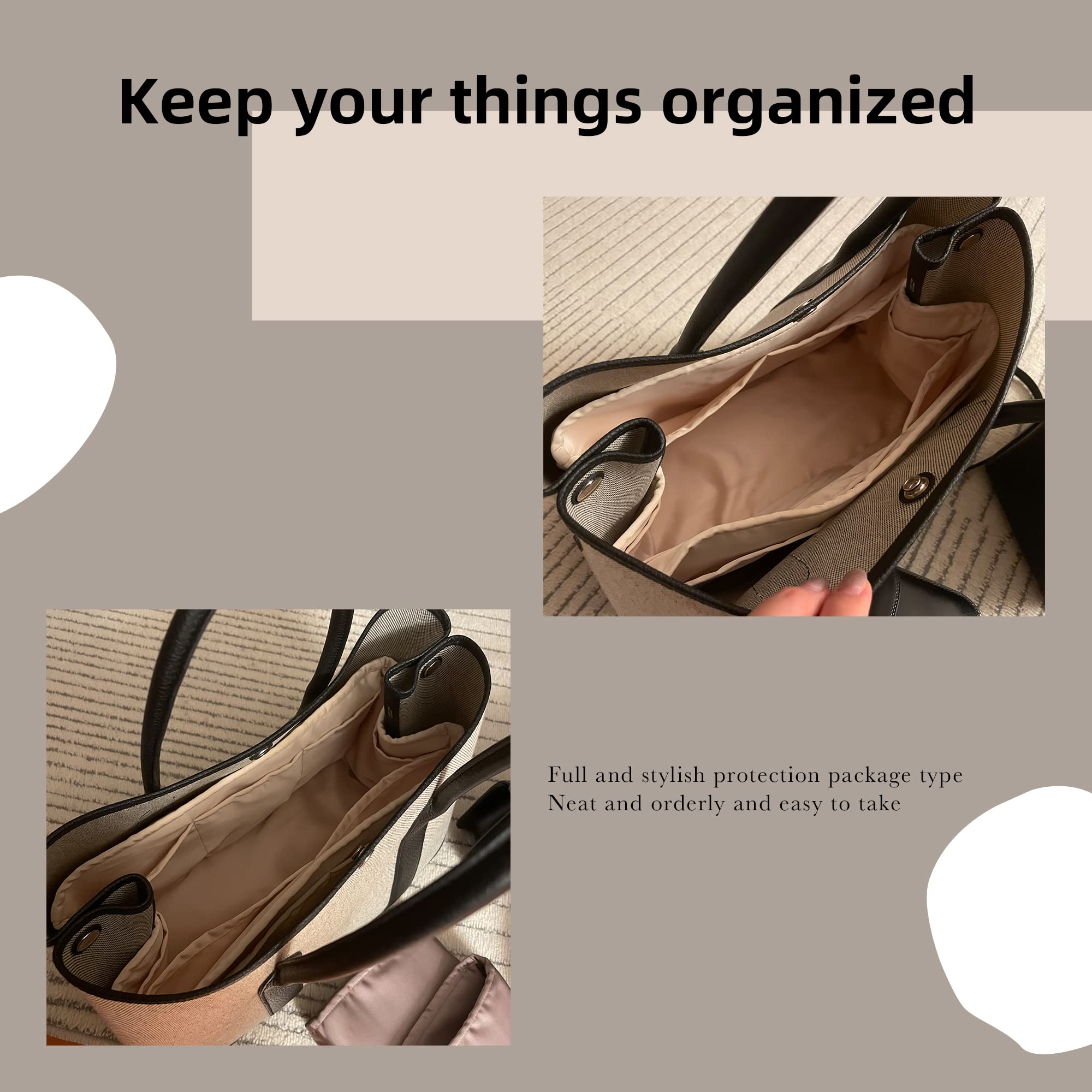 Luxury DGAZ Silky Purse Organizer Insert - Premium Handbag & Tote Organizer for Hermes Garden Party 30/36 Bags (Craie, GP30) | Perfect for Work, Travel & Everyday Use