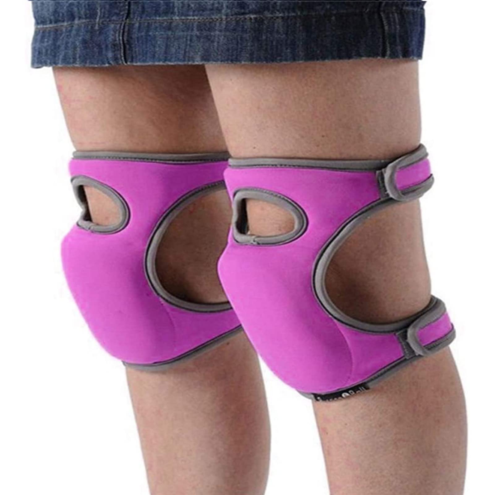 EEUK Soft Comfort Gardening Knee Pads - Adjustable Anti-Slip Knee Cushions for Gardeners, Cleaning, Floor Scrubbing & Pruning - Purple Kneeler for Outdoor Work & Home Use