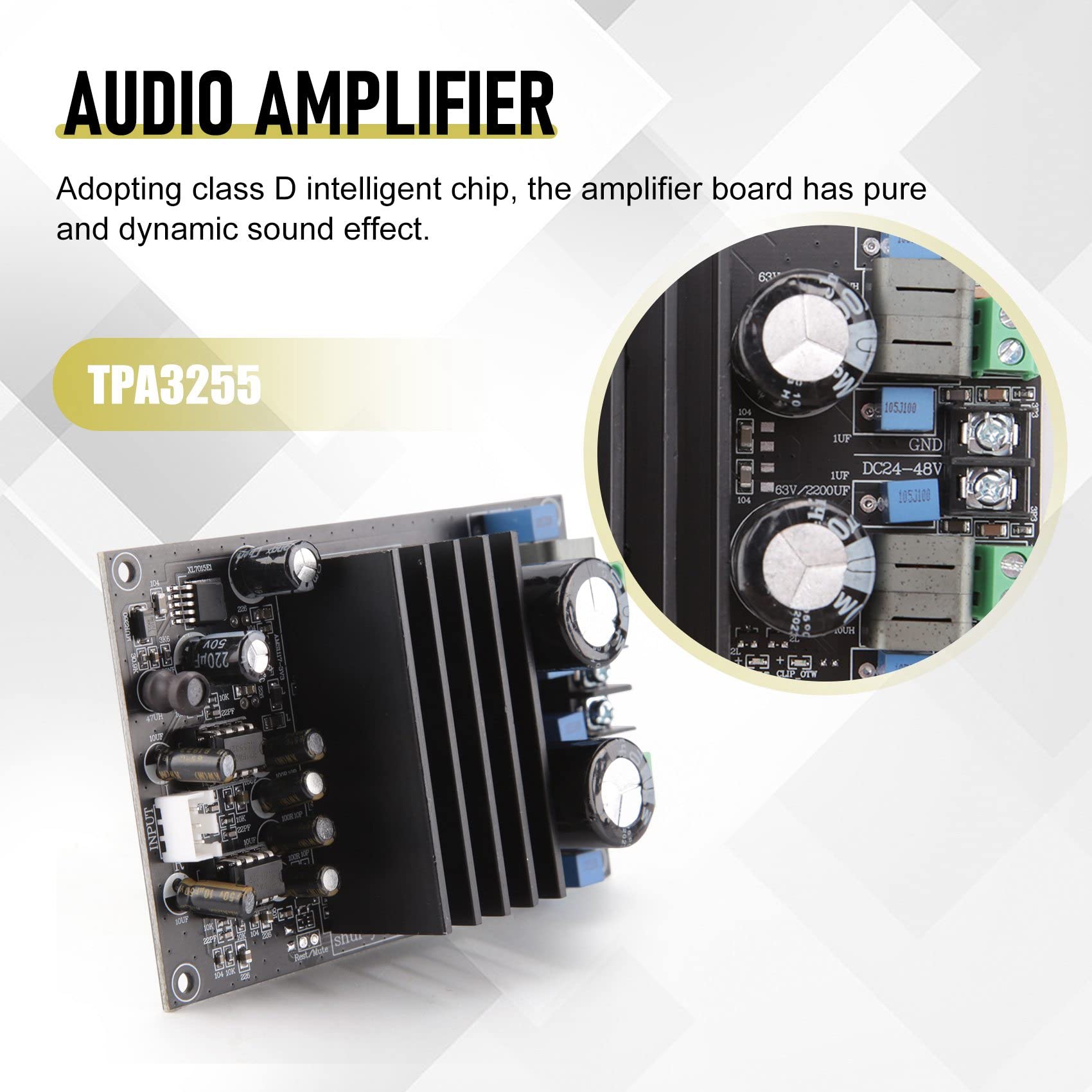 DKSooozs TPA3255 High Power Audio Amplifier Board - Plug & Play, Quick Response, Metal Chassis for Home Theater & DIY Speaker Systems