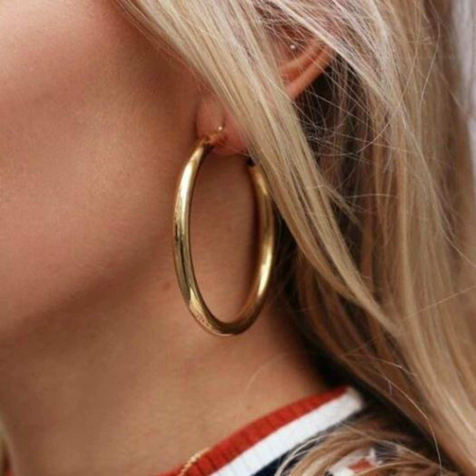Boho Big Hoop Earrings - 24K Gold Plated Large Circle Earrings for Women | Punk, Vintage & Wedding Jewelry | Perfect for Daily Wear, Parties & Special Occasions