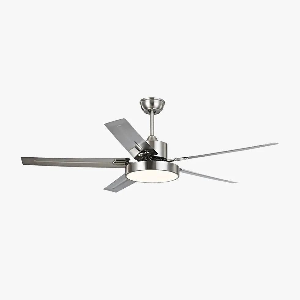 Silver Industrial Ceiling Fan with Light for Living Room, Bedroom - Modern Farmhouse Style, Energy Efficient, Remote Control Included