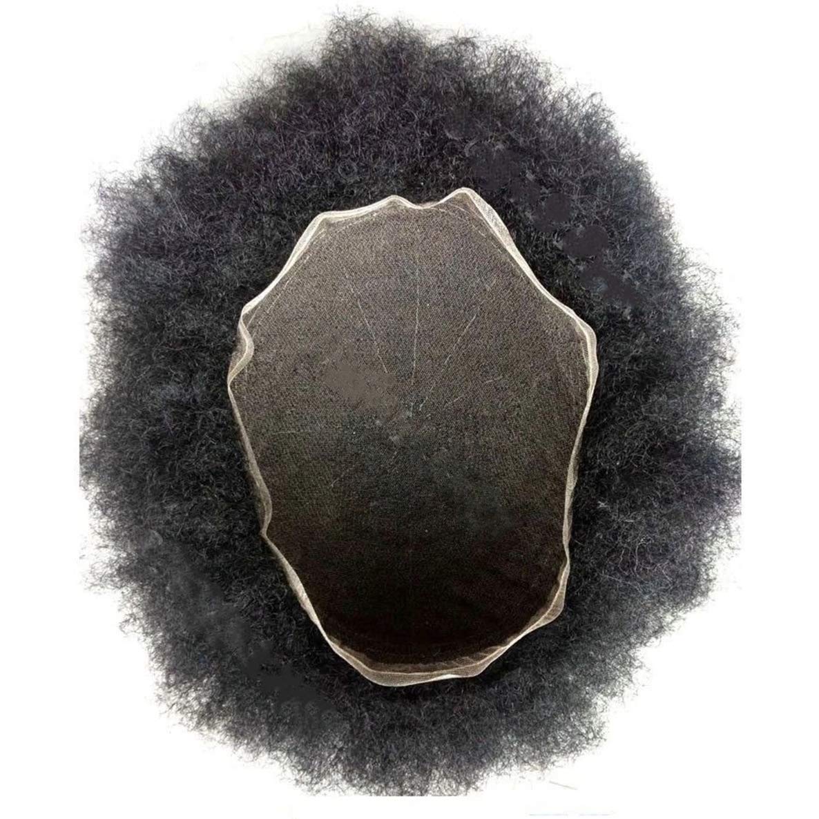 Premium 8×10 Inches Human Hair Toupee for Black Men - Afro Curl French Lace Hairpiece Replacement System (Off Black 1B) | Natural-Looking Hair Solution for Daily Wear & Special Occasions