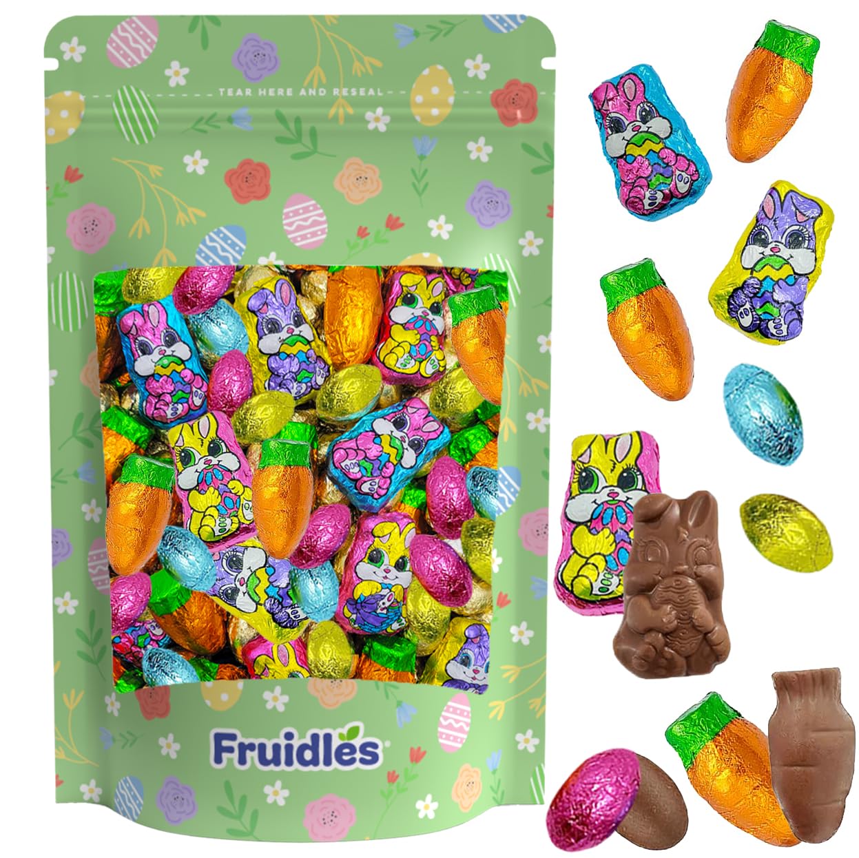 Happy Easter Chocolate Variety Pack - 2 Pounds of Smooth & Creamy Milk Chocolate Easter Treats, Individually Wrapped in Festive Foil Shapes - Kosher Certified Dairy - Perfect for Easter Baskets, Party Favors & Holiday Gift Giving