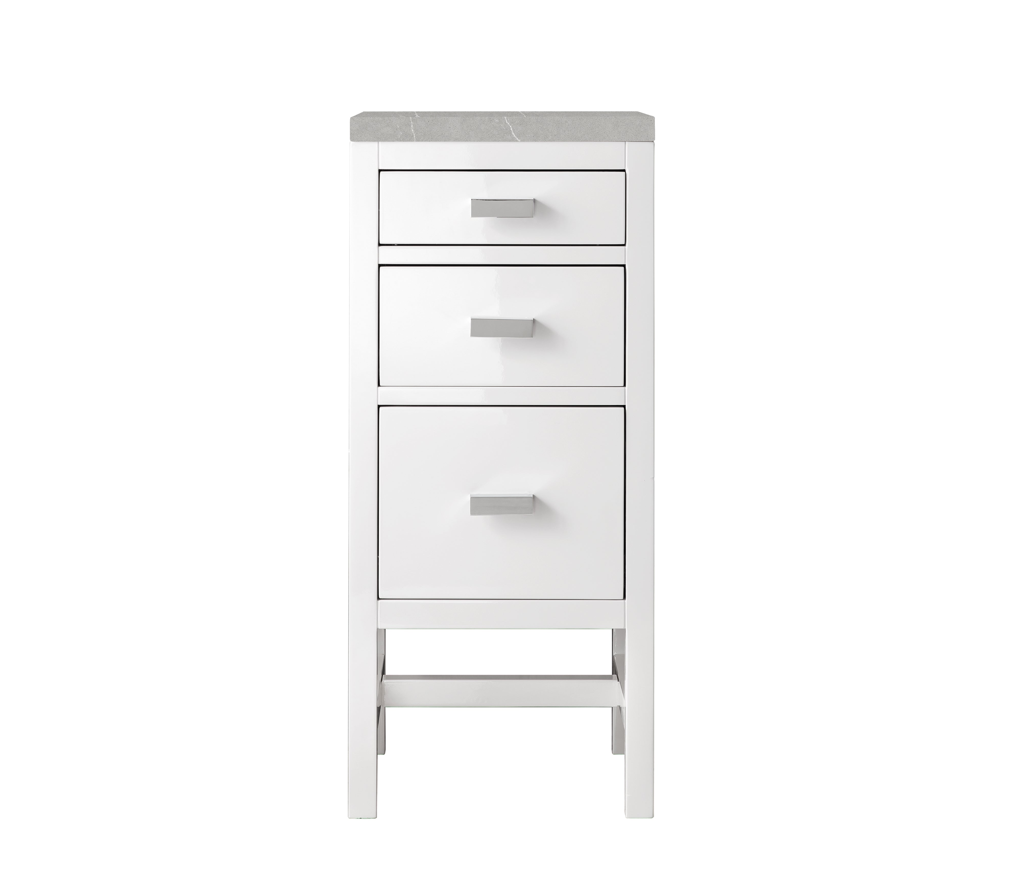 Addison 15-Inch Base Cabinet with Drawers - Glossy White Finish & 3CM Eternal Serena Top - Perfect for Kitchen, Bathroom, or Laundry Room Storage