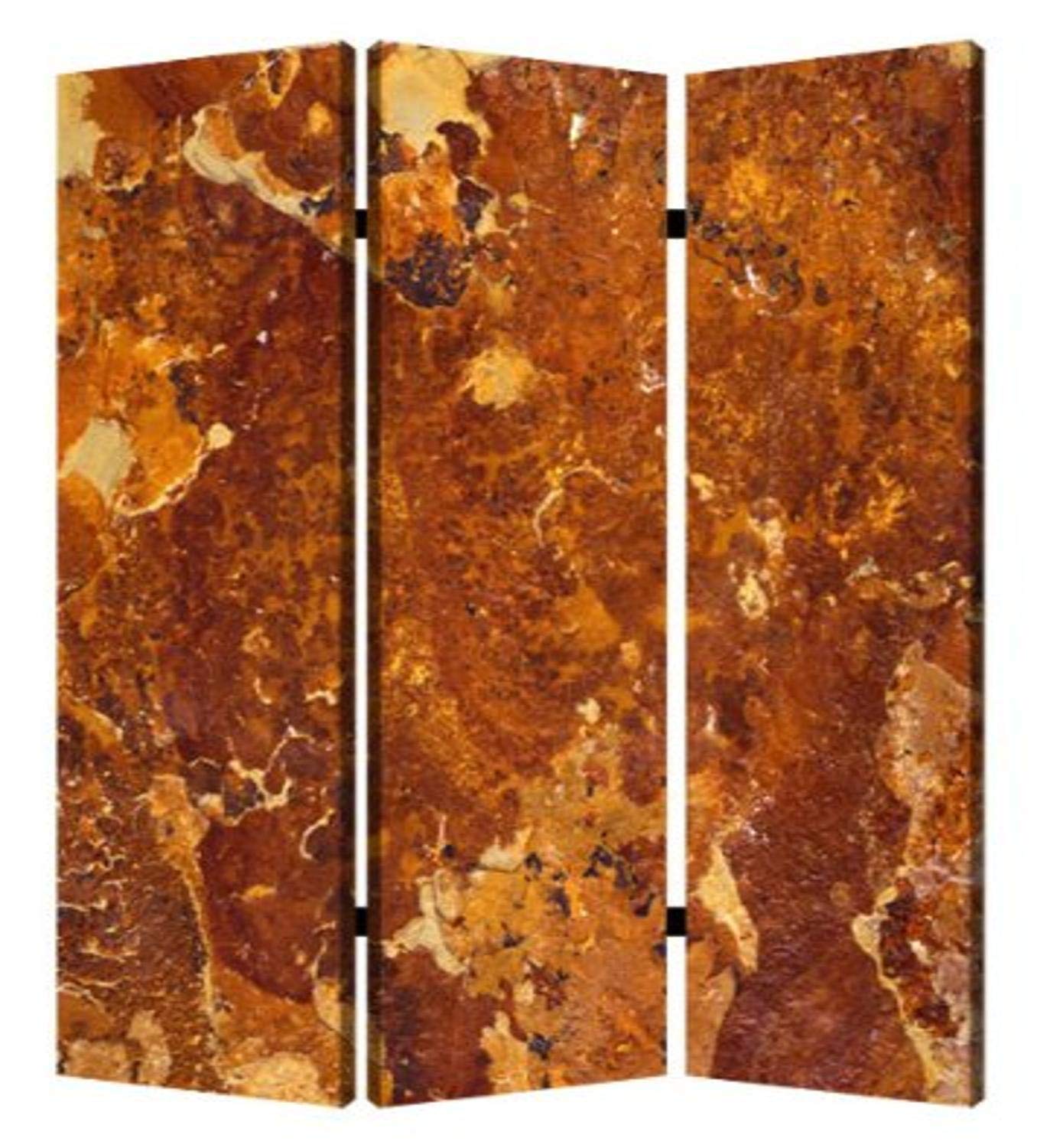 Brown Marble Room Divider Screen - 6ft Tall Folding Privacy Partition for Home & Office - Decorative Freestanding Panel for Living Room, Bedroom, or Studio