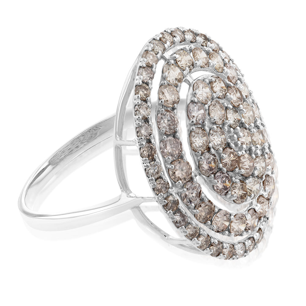 18ct White Gold 2 Carat Oval Diamond Cluster Ring for Women - Elegant Engagement, Wedding, Anniversary Jewelry Gift