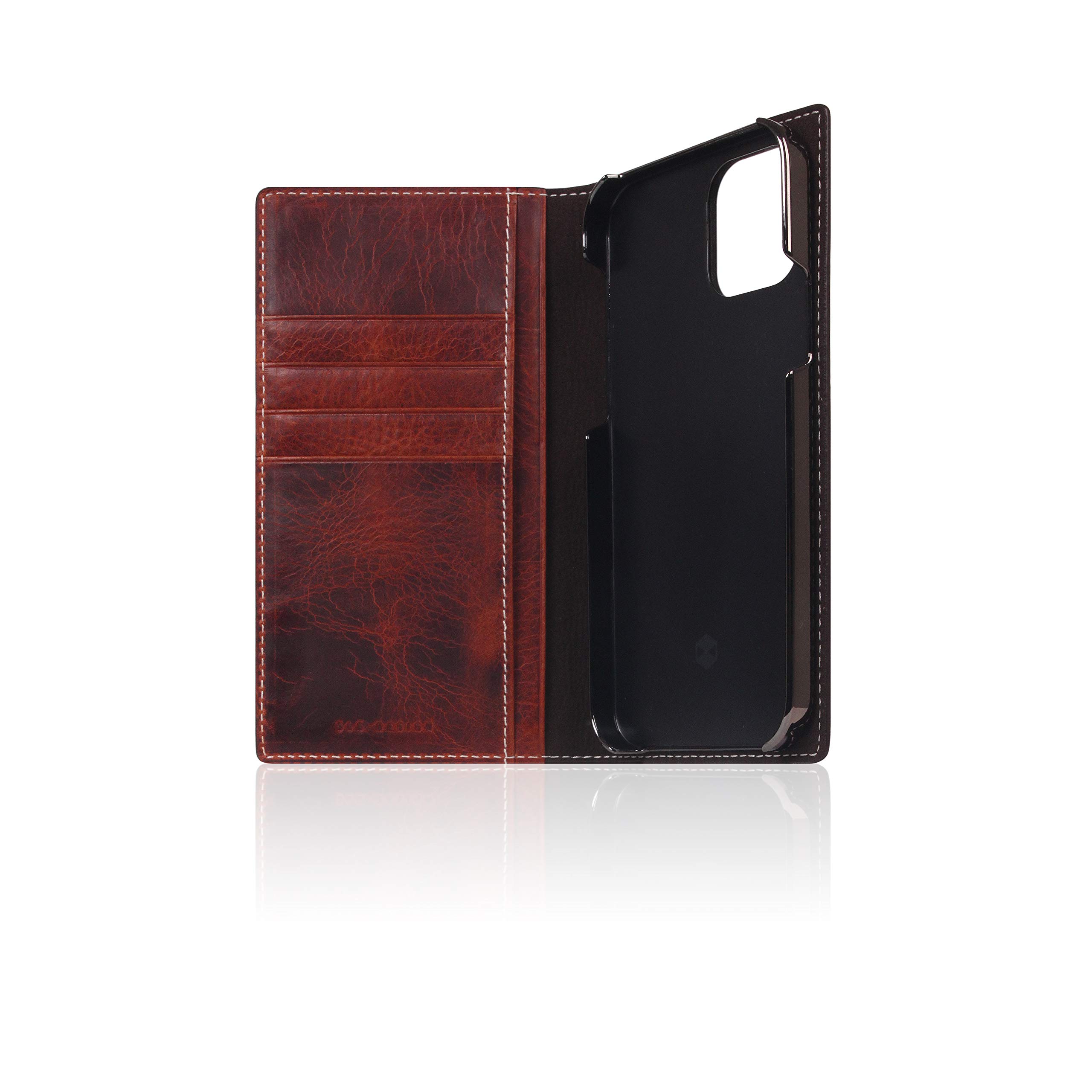 Premium Italian Wax Leather Wallet Case for iPhone 12/12 Pro | Handcrafted SLG D7 Diary Style with Card Slots & Cash Pocket | Luxury Gift Box Included (Brown) | Perfect for Everyday Use, Travel & Business Meetings