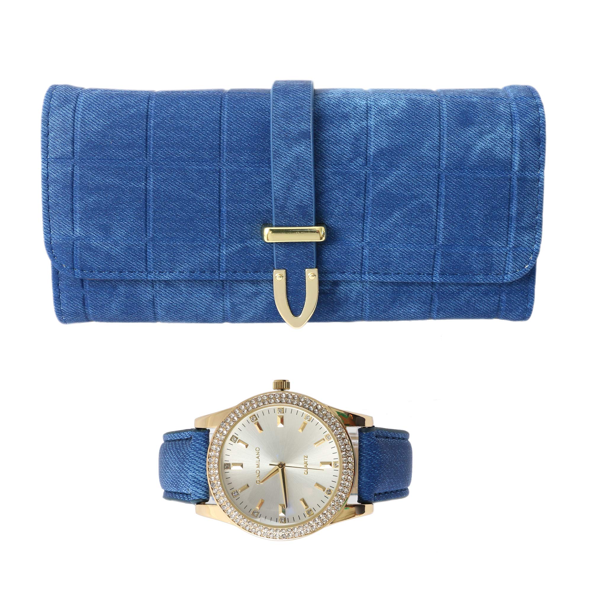 Luxury Women's Gold Leather Watch & Matching Tri-Fold Wallet Set - Perfect Gift for Her, Birthday, Anniversary & Special Occasions