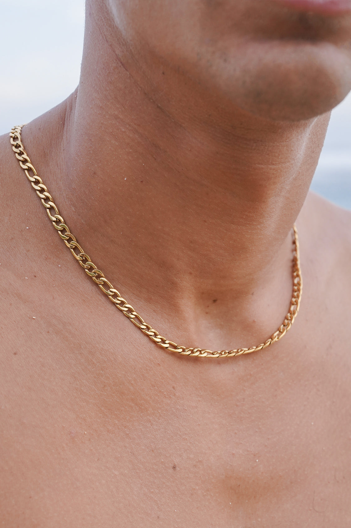 Stylish Men's Figaro Chain Necklace - 14K Gold Plated Italian Link Jewelry for Gifts & Everyday Wear - Perfect for Dating, Parties & Special Occasions