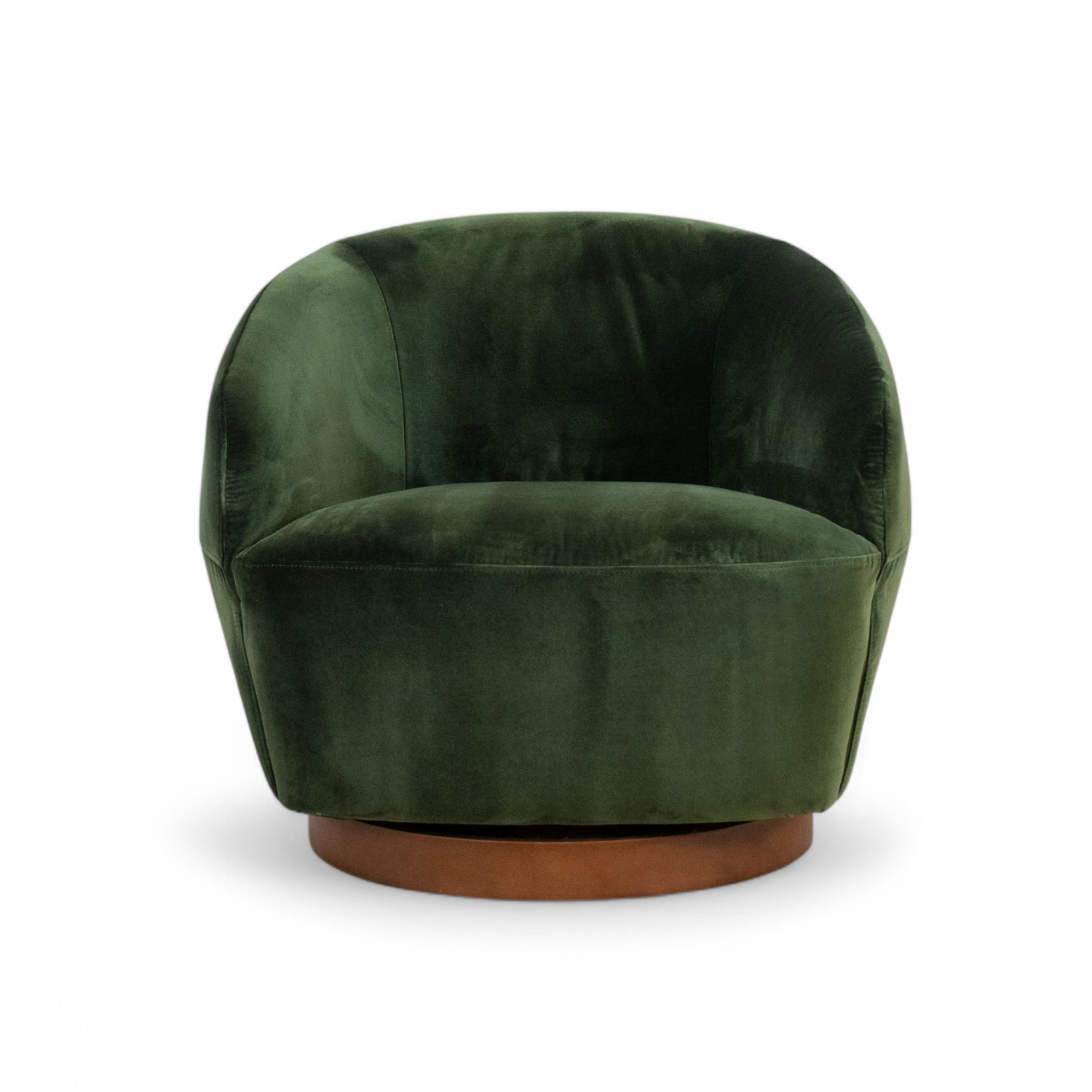 Swivel Lounge Chair - Mili Green Velvet Upholstered Modern Accent Chair for Living Room, Bedroom, or Office - 360 Degree Rotating Comfortable Seating with Ottoman Option