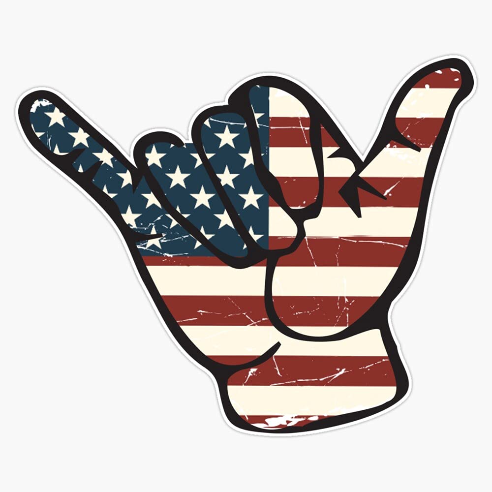 Shaka Flag Vinyl Decal - Patriotic Wall Sticker, Laptop Decal, Bumper Sticker (5-Pack) - Perfect for Cars, Laptops, Windows & Home Decor - RDB-USA-STICKERS-0526