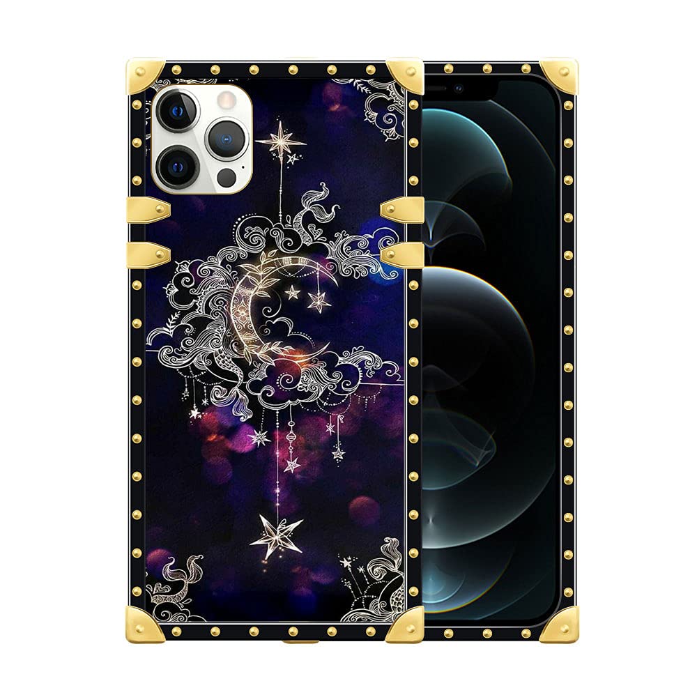 **DAIZAG Luxury Soft TPU iPhone 13 Pro Max Case for Women - Moon Pattern Design with Corner Bumper Protection | Stylish Square Cover for Daily Use, Travel & Gift**