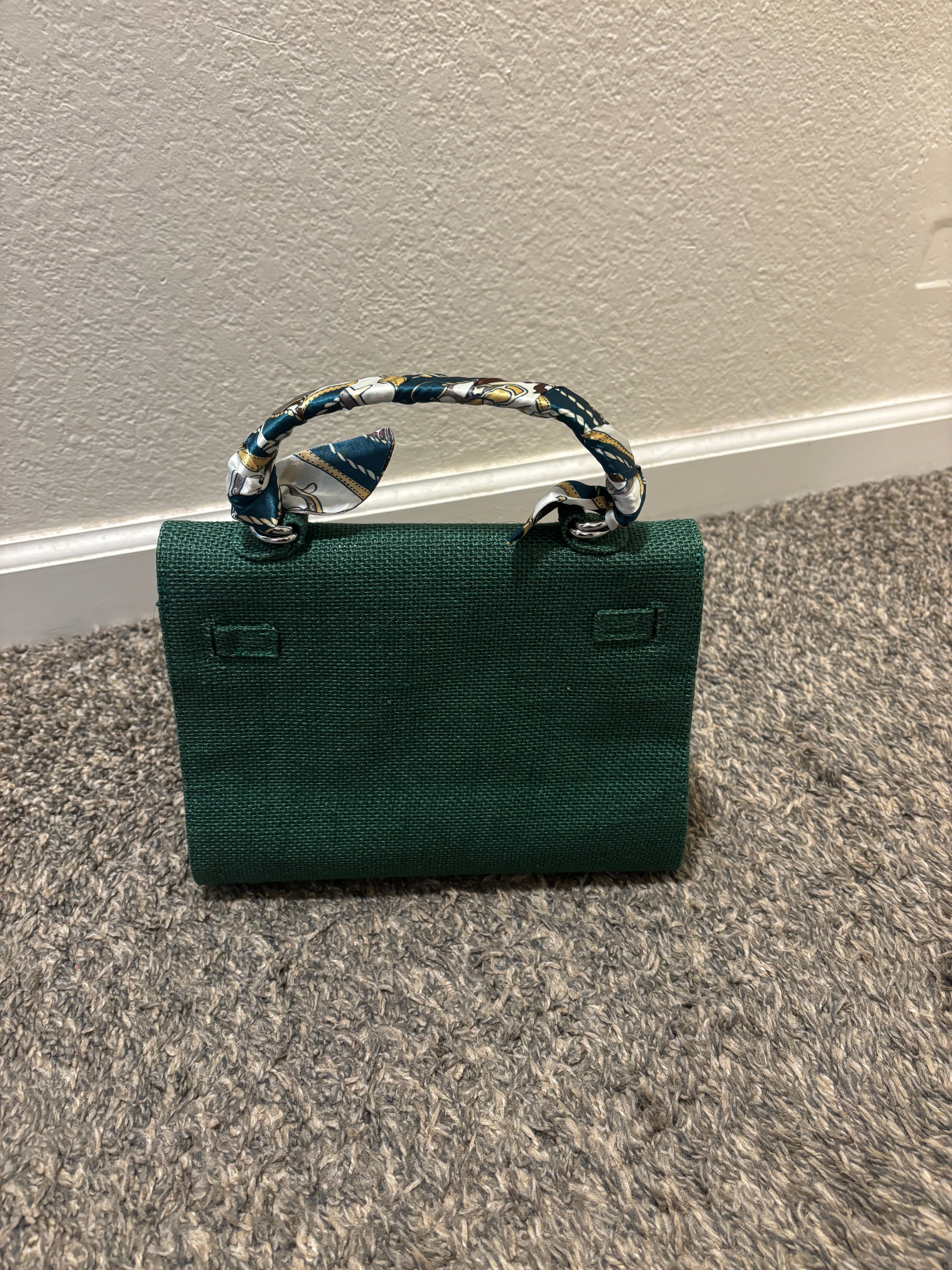 French Style Jute Mini Crossbody Bag for Women - Eco-Friendly Green Tote Shoulder Purse | Perfect for Beach, Shopping & Casual Outings