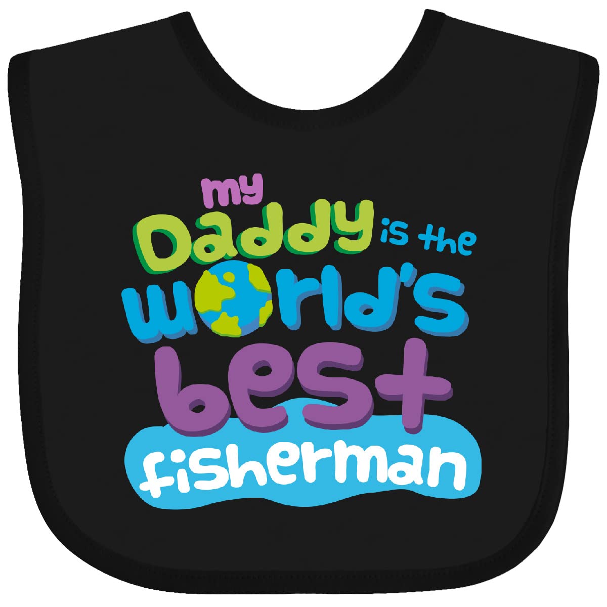 Inktastic Fishing Worlds Best Fisherman Daddy Baby Bib - Adorable Fishing-Themed Drool Bib for Infants, Perfect Gift for Fisherman Dads & Outdoor Family Activities