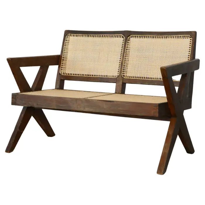 Handmade Pierre Jeanneret Inspired Cane Sofa Chair - Mid-Century Modern Lounge Chair for Living Room, Office & Patio