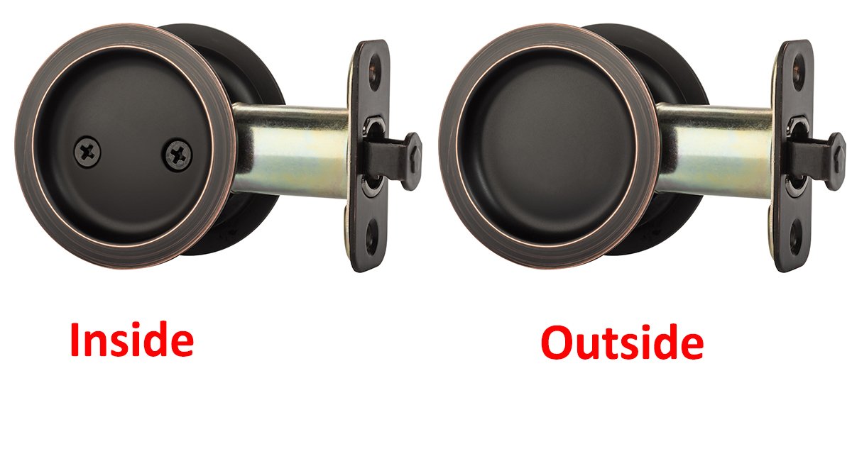 Dynasty Hardware Round Hall Closet Passage Pocket Door Latch - Oil Rubbed Bronze Finish for Smooth Sliding Door Operation - Perfect for Bedrooms, Closets & Home Offices