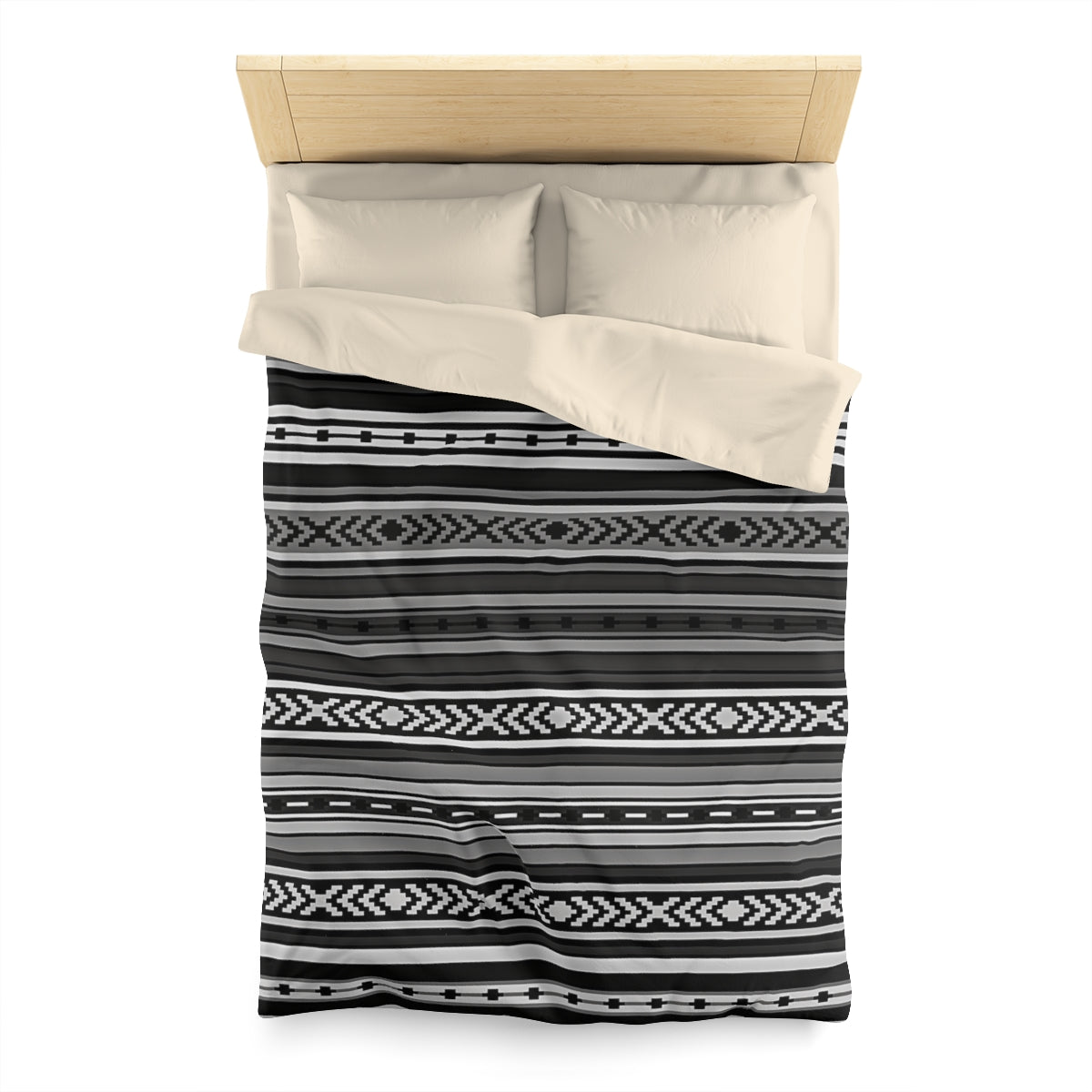 Santa Fe Gray Microfiber Polyester Duvet Cover Set with Invisible Zipper - Southwestern Style Bedding for Queen, King, Full & Twin Size - Perfect for Guest Rooms, Master Bedrooms & Vacation Homes