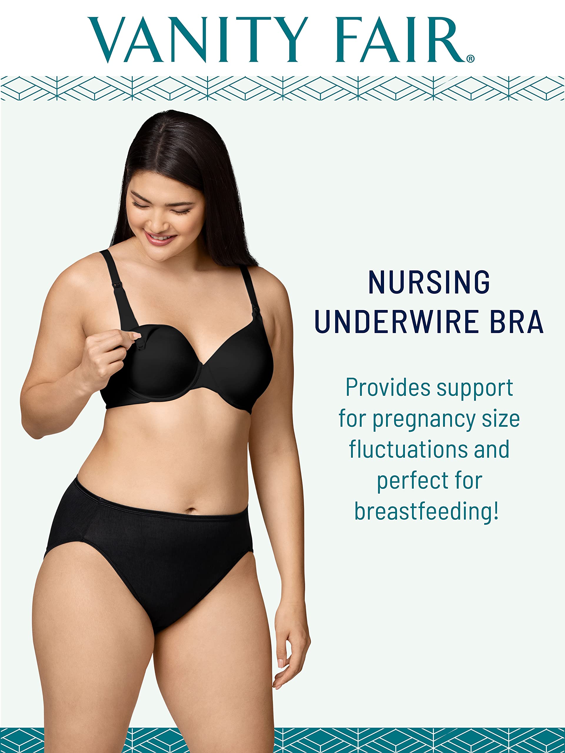 Vanity Fair Women's Maternity Nursing Bras - Comfortable Front Clip Underwire Bra with Stretch Cups for Breastfeeding | Multipack Options | Perfect for Pregnancy, Nursing & Everyday Wear