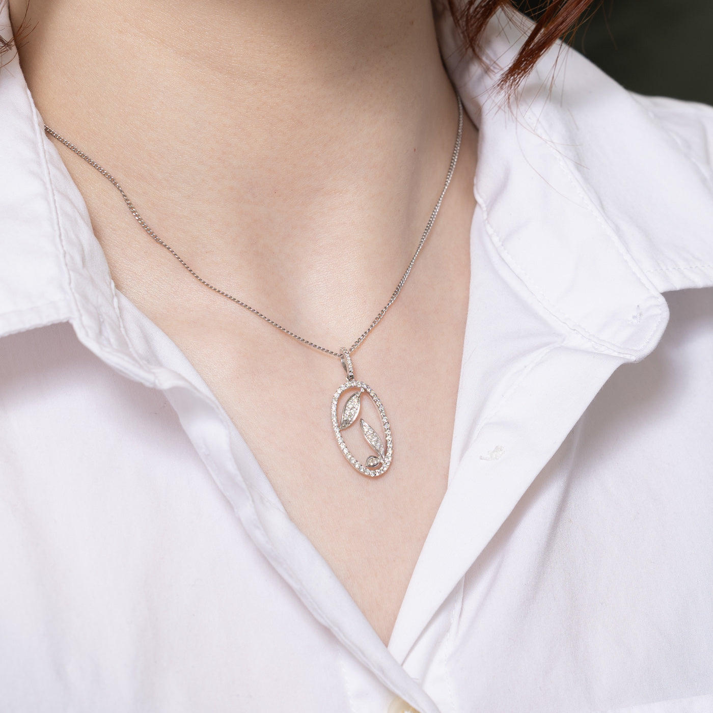 0.64ctw Diamond Leaf Design Pendant Necklace - Elegant Nature-Inspired Jewelry for Women | Perfect for Weddings, Anniversaries & Special Occasions