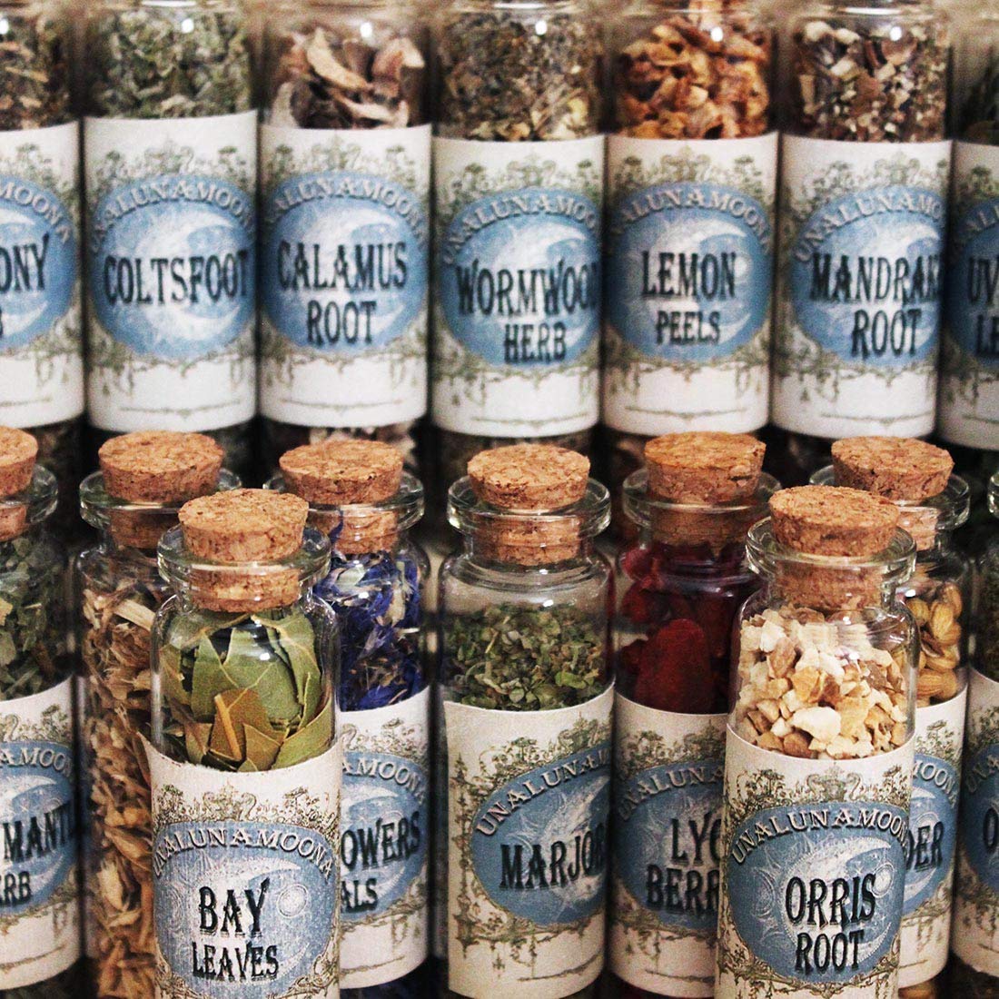UnaLunaMoona Witchcraft Kit - Large Herbs & Crystals Set for Wicca Rituals | Includes 20 Herbs & 8 Crystals | Witch Altar Supplies for Beginners & Adults | Perfect for Spells, Meditation & Moon Ceremonies