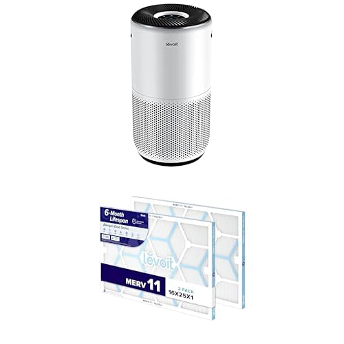 LEVOIT Core 400S-P Smart WiFi Air Purifier for Home, Large Room Coverage, HEPA Filter, White | Compatible with LEVOIT 16x25x1 MERV 11 Air Filter (2-Pack) | Perfect for Allergies, Pet Dander & Smoke Removal in Bedroom, Living Room & Office
