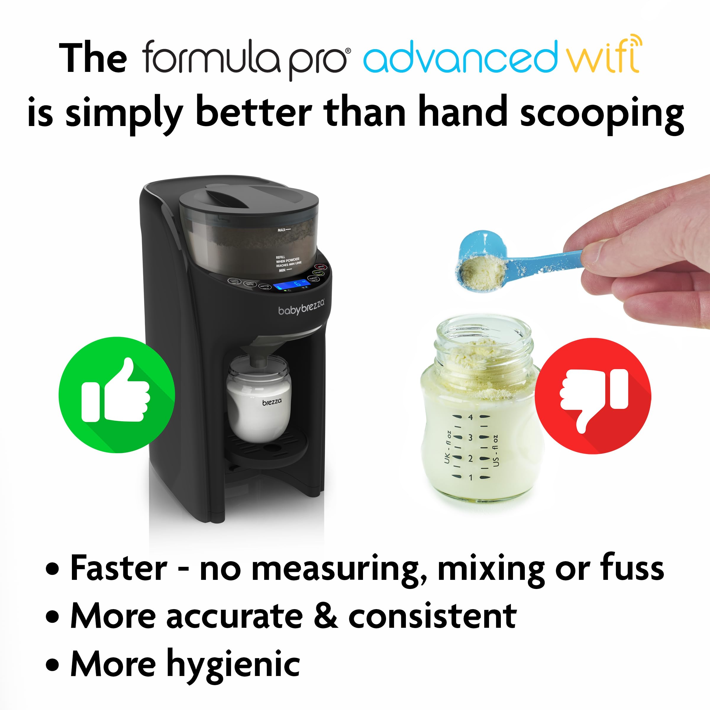 Baby Brezza Formula Pro Advanced WiFi Formula Dispenser Machine - Instant Warm Baby Bottle Maker with Automatic Powder Mixing - Perfect for Night Feedings & On-the-Go Parents