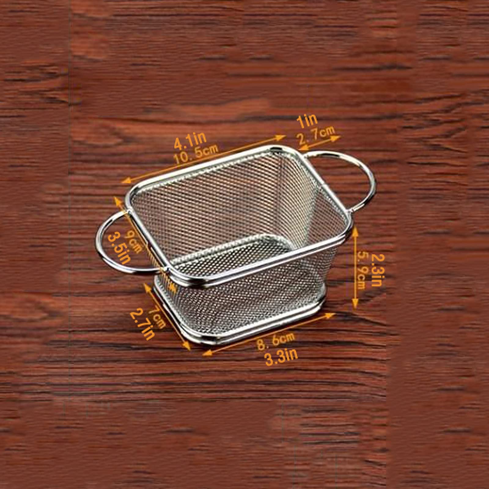 Stainless Steel French Fries Basket - Square Deep Fry Basket with Binaural Drain for Restaurants, Kitchens & Snack Bars - Perfect for Frying Tortillas, Chicken Wings, Onion Rings & More