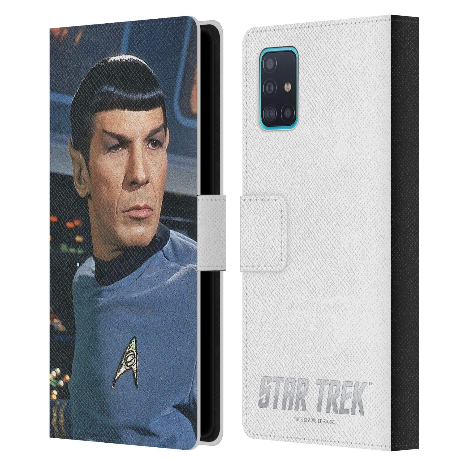 Star Trek Spock Leather Book Wallet Case for Samsung Galaxy A51 (2019) - Officially Licensed by Head Case Designs, Perfect for Sci-Fi Fans and Daily Use