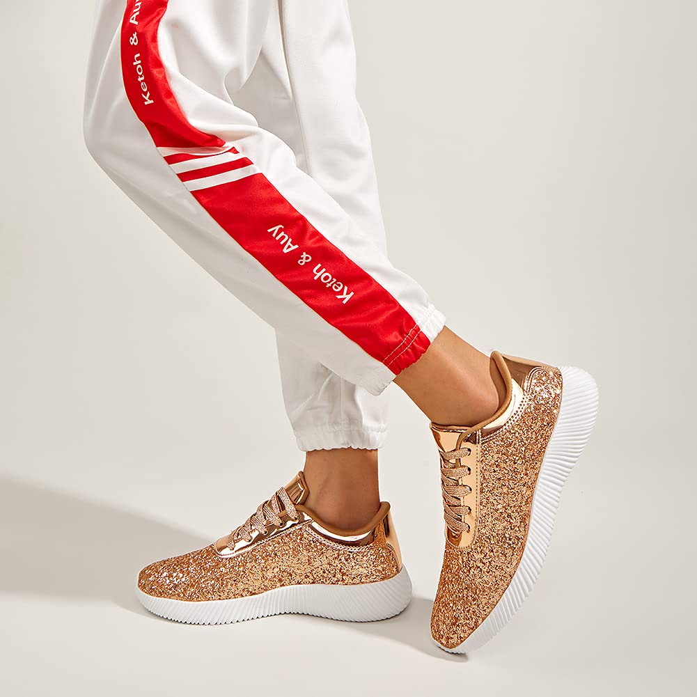 BELOS Women's Glitter Sneakers - Sparkly Lightweight Metallic Sequins Athletic Shoes for Running, Walking, Gym Workouts & Casual Wear