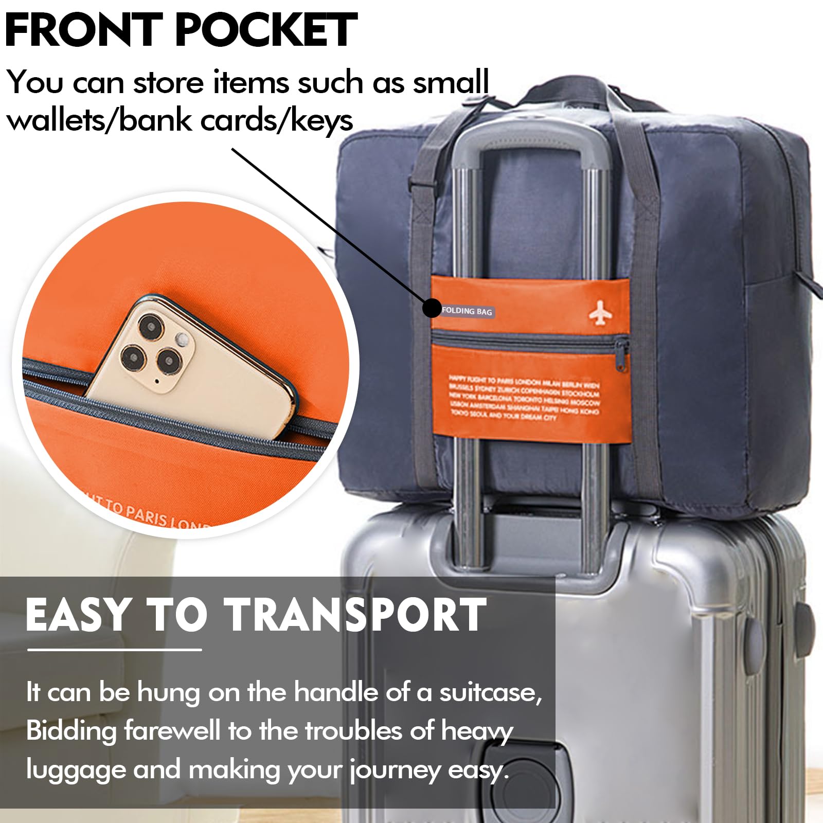 Foldable Travel Duffel Bag - Water Resistant Gym Tote & Carry On Luggage for Sports, Weekend Trips & Overnight Stays - Perfect for Gym, Travel & Outdoor Adventures