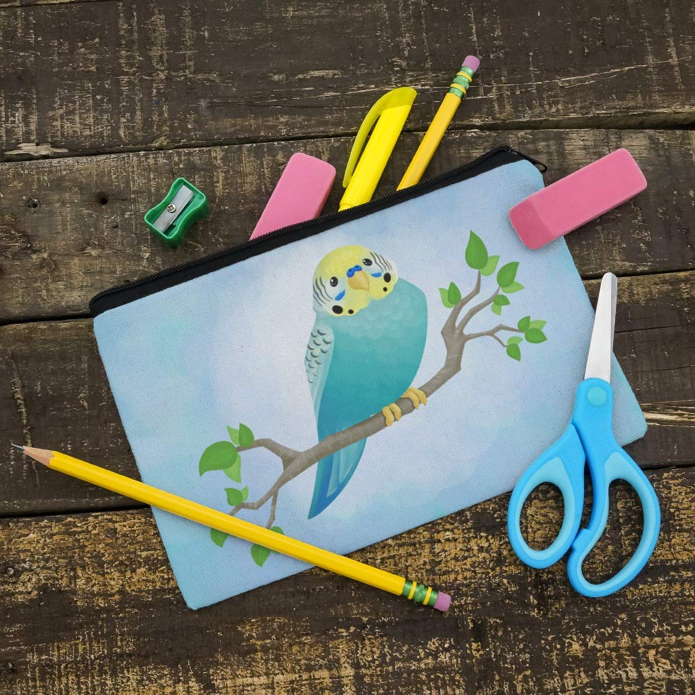 Colorful Parakeet Budgie Pencil Case - Zippered Pen Organizer Pouch for School, Office & Art Supplies Storage | Cute Bird Design Stationery Holder for Students & Teachers