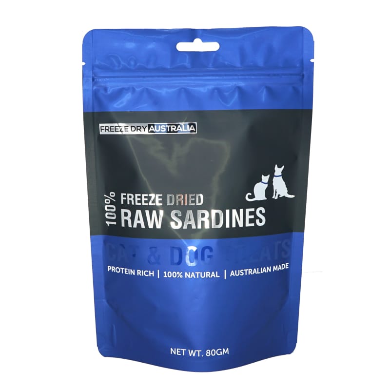 Freeze Dried 100% Raw Sardines for Cats & Dogs - Natural Protein Treats (80g) | Healthy Snacks for Puppies, Kittens & Senior Pets | Perfect for Training Rewards & Mealtime Toppers