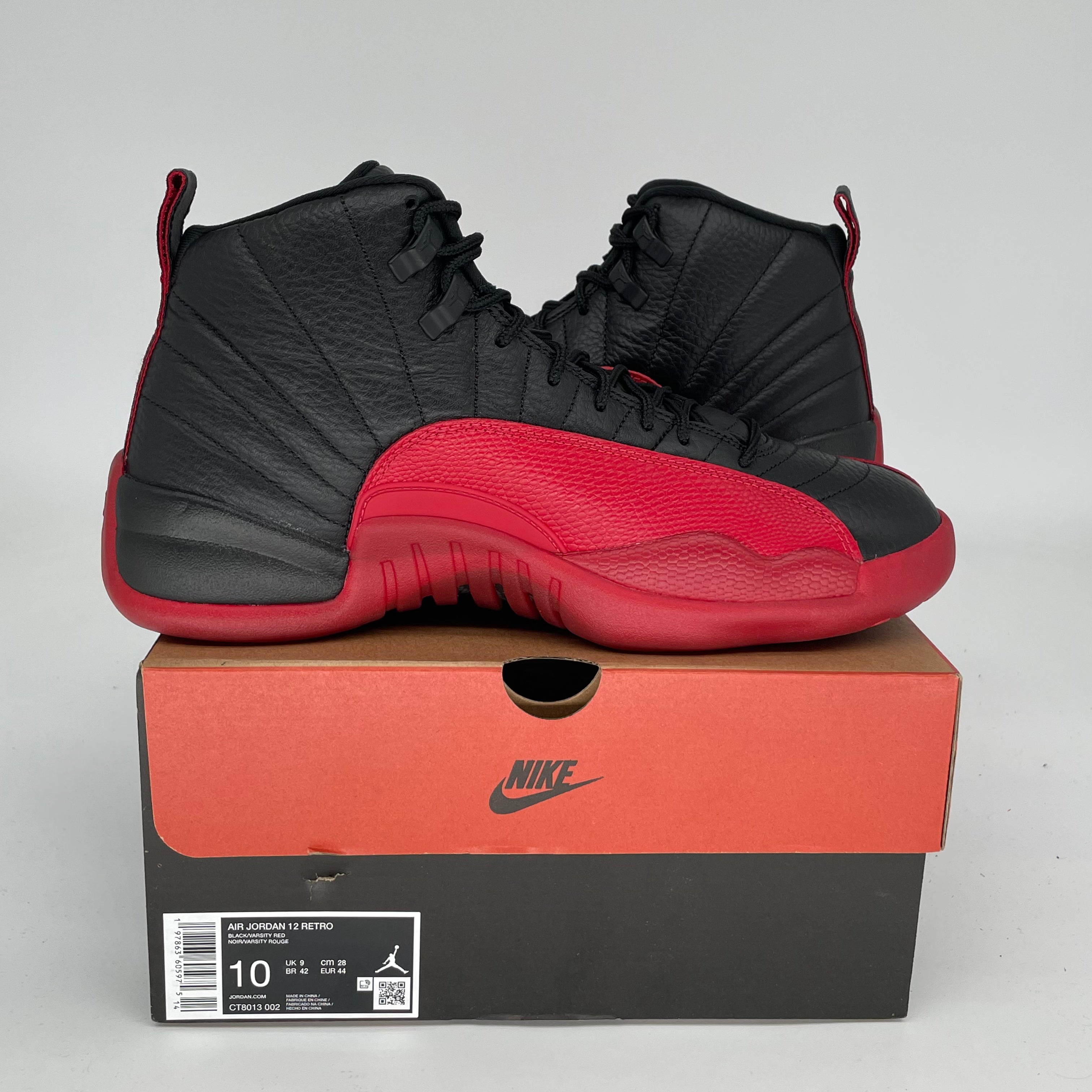 Original Air Jordan 12 Retro 'Flu Game' Basketball Shoes - Men's Size 10 (CT8013-002) Black/Red - Perfect for NBA Games, Streetwear & Sneaker Collectors