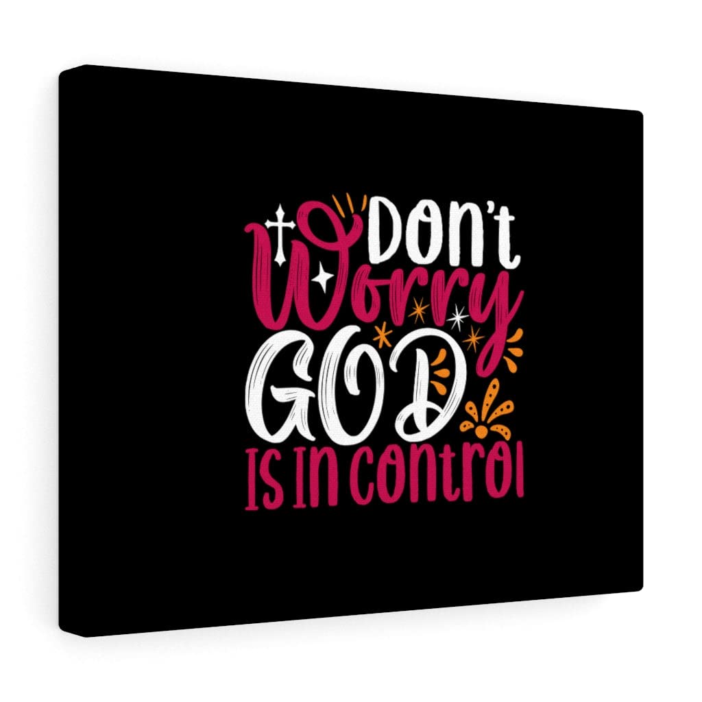 Christian Wall Art - 'Don't Worry God is in Control' Bible Verse Print - Ready to Hang Scripture Decor for Home, Office & Church - Inspirational Gift for Weddings, Baptisms & Housewarming